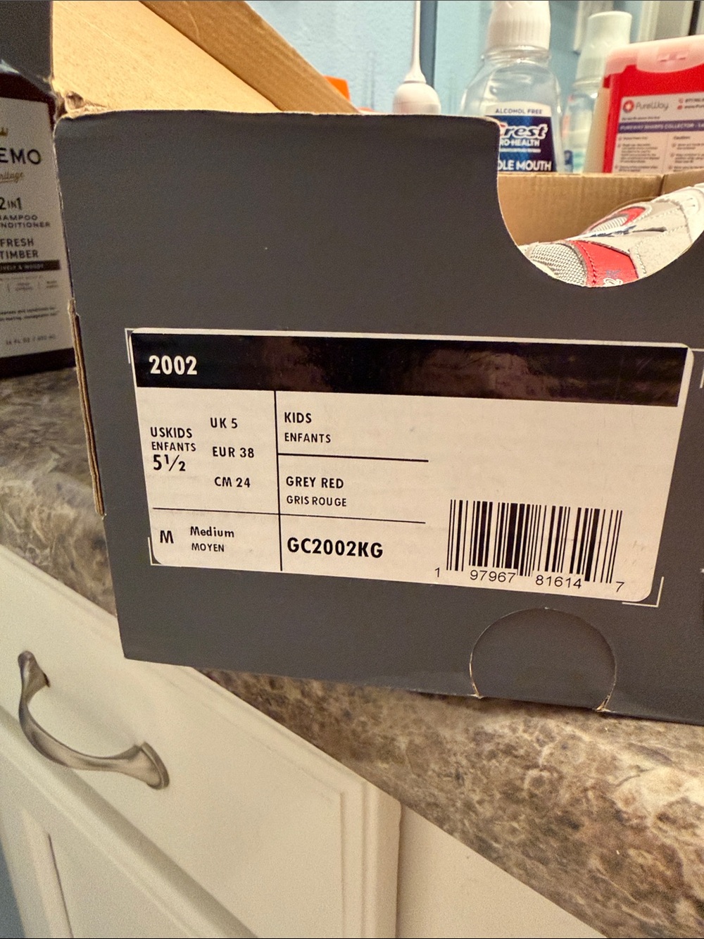 New Balance Grey Red Blue Running Sneakers